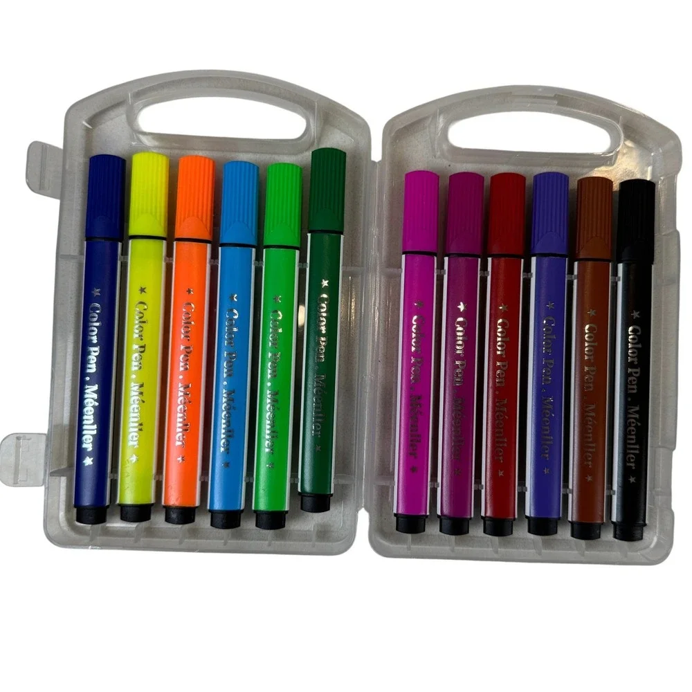Meenller 12 Count Washable Markers Set with Carrying Case Non-Toxic ASTM D4236